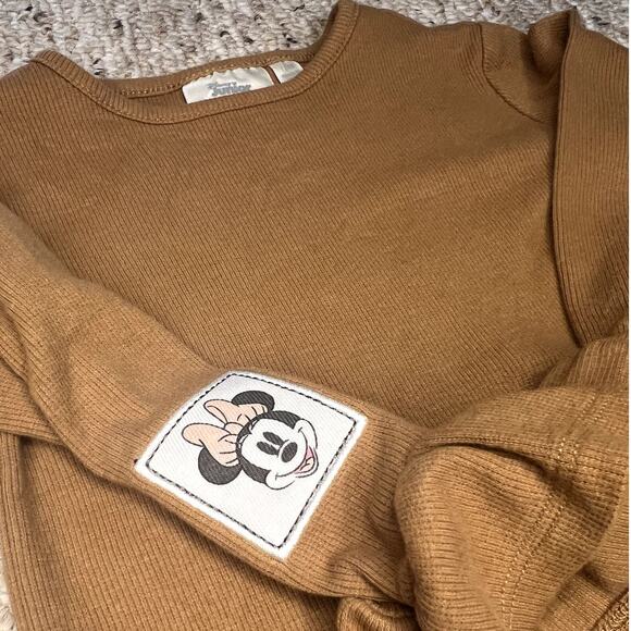 Disney Junior Minnie Mouse Toddler Girls Long Sleeve Ribbed Shirt Brown 18M - Picture 2 of 6